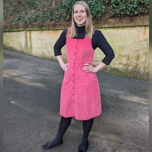 ModCloth Pinny For Winning Corduroy Jumper Pink Dress